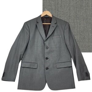 Banana‎ Republic Blazer 42R Mens Gray Herringbone 3 Button Gardner Brown Jacket